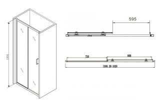 Душевая дверь ABBER Schwarzer Diamant 160см чёрный AG30160B