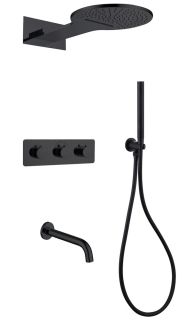 Душевая система ABBER Wasser Kreis AF8150B с термостатом чёрный матовый