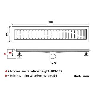 Душевой лоток Gappo G86007-33 60 см золото