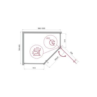 Душевой уголок BelBagno UNO-195-PH-1-100/80-C-Cr хром