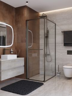 Душевой уголок CEZARES LUX-AH-FS-1-70/90-C-GM оружейная сталь