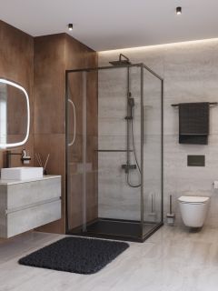 Душевой уголок CEZARES LUX-AH-FS-11-100/80-C-GM оружейная сталь 