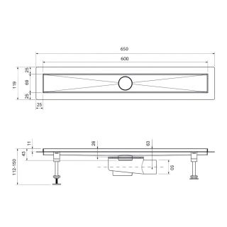 Душевой лоток Timo Drain System DS230106/00 60см с вставкой lines хром