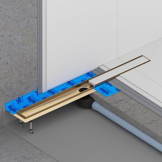 Душевой лоток Timo Drain System DS230209/17 90см с двусторонней панелью plate под плитку золото матовое