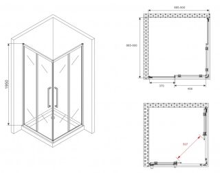 Душевой уголок ABBER Schwarzer Diamant AG02090BDTH 90x90см чёрный