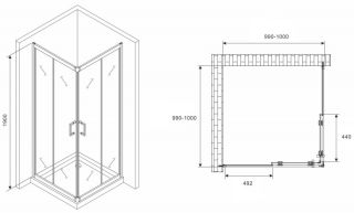 Душевой уголок ABBER Schwarzer Diamant AG02100B5 100x100см чёрный