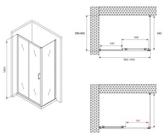Душевой уголок ABBER Schwarzer Diamant AG30100B-S60B 100x60см чёрный