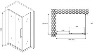 Душевой уголок ABBER Schwarzer Diamant AG30100H-S80 100x80см хром