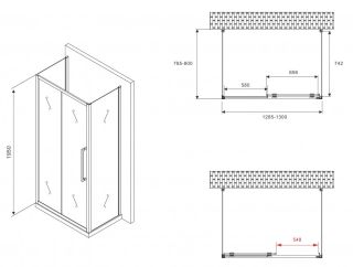 Душевой уголок ABBER Schwarzer Diamant AG30130BMH-S80BM-S80BM 130x80см чёрный