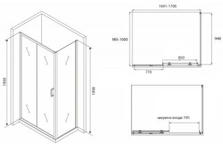 Душевой уголок ABBER Schwarzer Diamant 170x100см AG30170B-S100B
