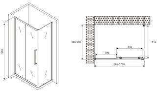 Душевой уголок ABBER Schwarzer Diamant AG30170MH-S90M 170x90см хром
