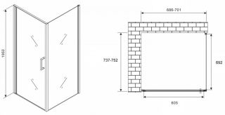 Душевой уголок ABBER Sonnenstrand AG04070M-S75M 70x75см хром