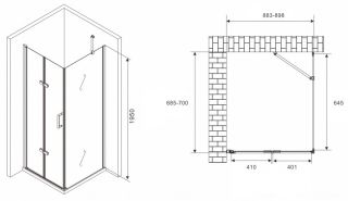 Душевой уголок ABBER Zart AG08090P-S71 90x70см хром
