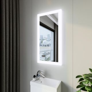 Зеркало с подсветкой Бриклаер Вега 4627125414206 с часами 55 см на взмах руки