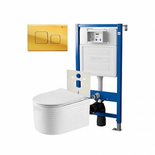 Комплект унитаза с инсталляцией Point Элемент PN48272G с сиденьем Микролифт