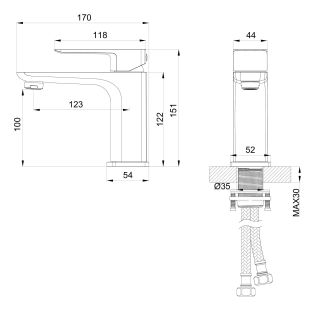 Смеситель для раковины Wonzon & Woghand Edge WW-88139003-BG брашированное золото