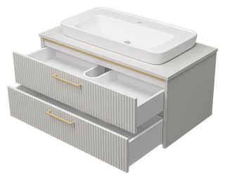 Подвесная тумба под раковину Brevita Elche ELC-01100-0502Я 100см серый кашемир/золото