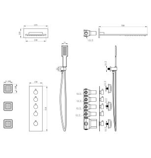 Душевой комплект Wonzon & Woghand WW-D4100-A-CR с термостатом хром