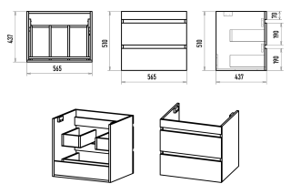 Подвесная тумба под раковину Misty Енисей 60см белый