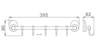Планка с крючками для полотенец Haiba HB1615-5 хром