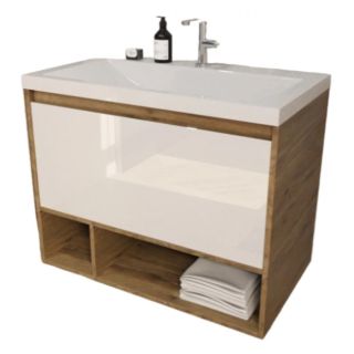 Подвесная тумба под раковину Эстет Monaco Wood ФР-00010682 80см один ящик белый/дуб рустикальный