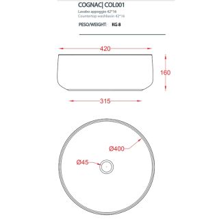 Раковина ArtCeram Cognac COL001 43 00 Green foresta 42 см
