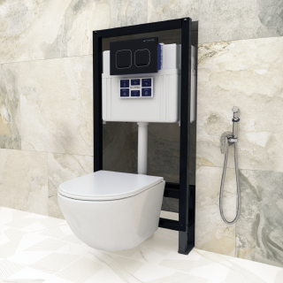 SET Инсталляция Sava Free Standing+клавиша смыва белый глянец + хром глянец квадр. SMART