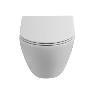 Унитаз подвесной Cezares Stream CZR-2426-TH-TOR/SC безободковый со смывом торнадо и крышкой-сиденьем микролифт белый