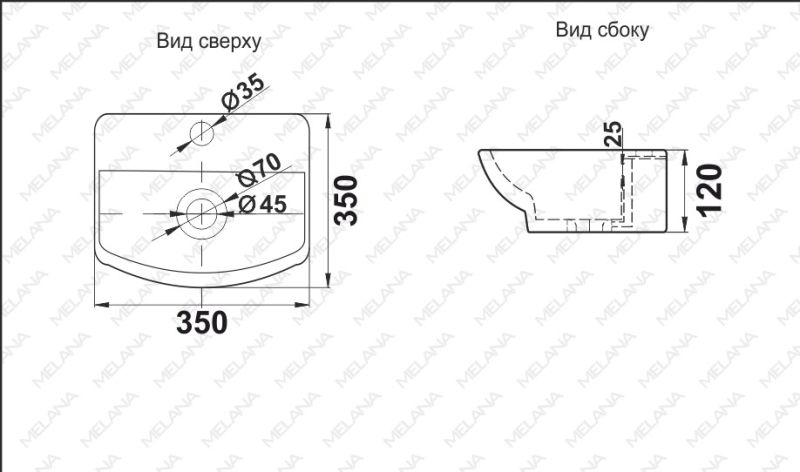 Подвесная раковина Melana 78014B-805 35см белый