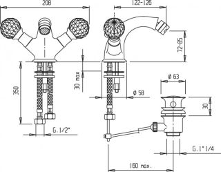 Смеситель для биде, хром Cezares LORD-BS1-01