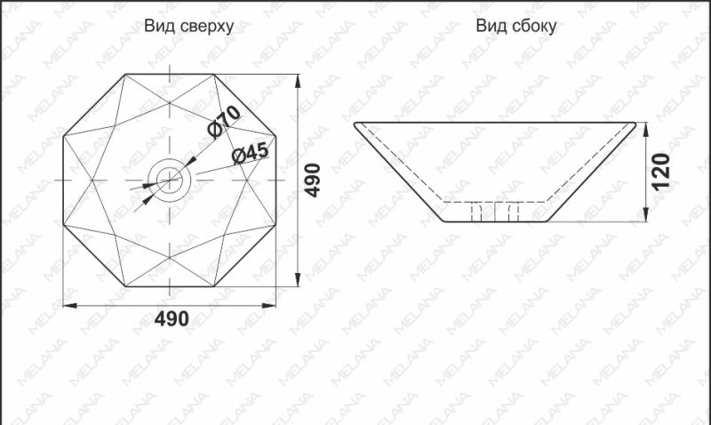 Накладная раковина Melana A482B-805 49см белый