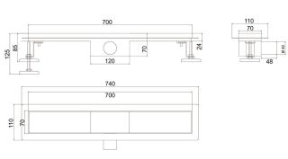 Душевой лоток РМС ТЛ-03-70х7 70см нержавеющая сталь
