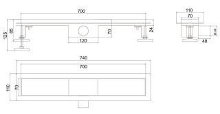 Душевой лоток РМС ТЛ-04-70х7 70см нержавеющая сталь