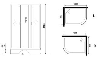 Душевая кабина Niagara NG-33294-14RBKG с гидромассажем 120x90см серебро/матовое