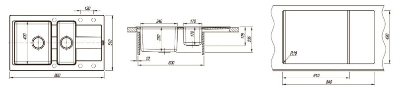 Кухонная мойка Florentina Комби 860К жасмин