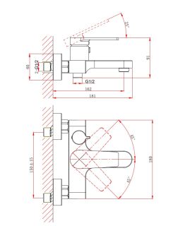 Смеситель для ванны с душем DQ Bayern.F?rth DA1523205 чёрный