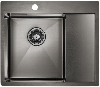 Мойка кухонная Paulmark Alster PM825951-GML левая воронёная сталь