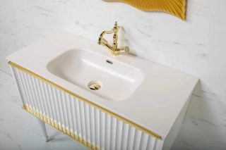 Тумба под раковину Armadi Art Vallessi Avangarde Canale 80см белый/золото 843-080-WG