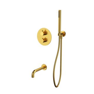 Термостатический смеситель для ванны и душа WHITECROSS Y YSET10GLB брашированное золото