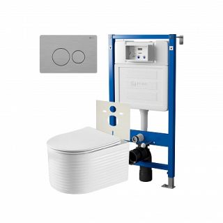 Комплект унитаза с инсталляцией Point Элемент PN48275SB с сиденьем Микролифт