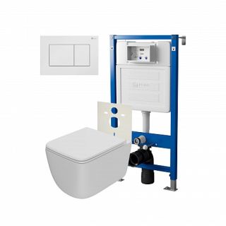 Комплект унитаза с инсталляцией Point Элемент PN48241W с сиденьем Микролифт