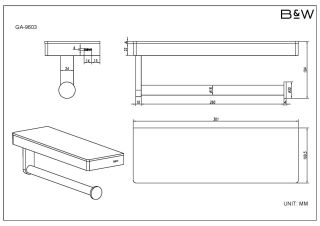 Полка и держатель для полотенца Black and White Gravity 9603GM Темно-серый
