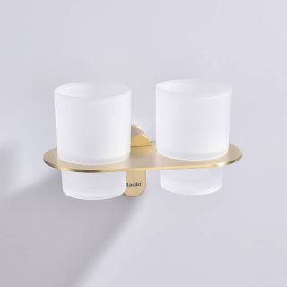 Стакан для ванной комнаты Raglo R300.08.03 двойной золотой сатин