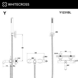 Смеситель для ванны с душевым комплектом WHITECROSS Y Y1231GLB брашированное золото