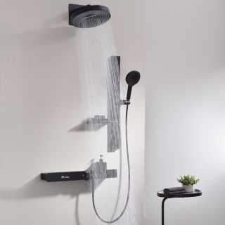 Душевой комплект Black&White Gravity 9025MB с термостатом чёрный матовый