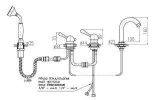 Смеситель на борт ванны Rav Slezak Labe L562.5PSM бронза