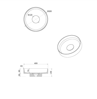 Накладная раковина с пьедесталом золото Armadi Art Sole Corian 801-NM+801-Base-Rwood Nero Marquina/красное дерево