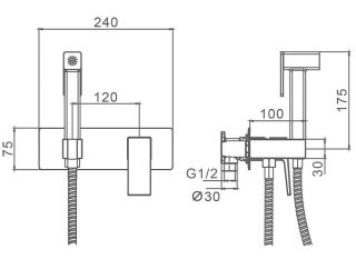 Гигиенический душ со смесителем Splenka S01.52.06 чёрный