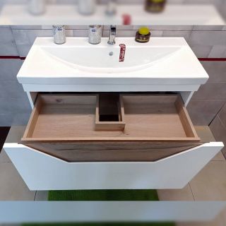 Тумба под раковину Бриклаер Брайтон 4627125415760 100 см белый/дуб