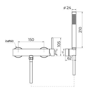Смеситель для душа Knotlor SS-22, сатин